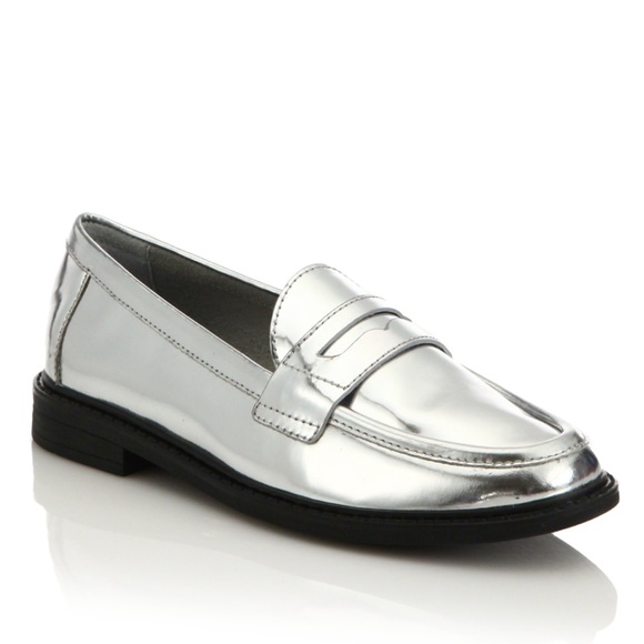 cole haan silver loafers